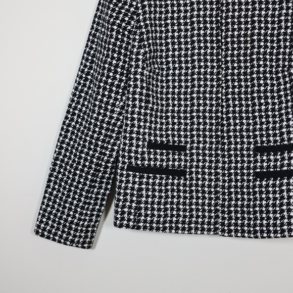 Talbots Black White Houndstooth Jacquard Suiting Jacket 10 Classic Work Chic - Picture 4 of 13